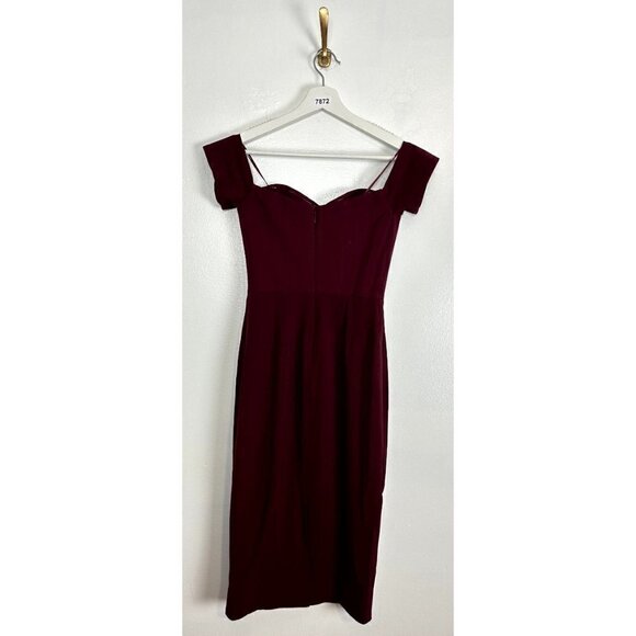 DRESS THE POPULATION Bailey Off the Shoulder Body-Con Dress in Burgundy X-Small - Picture 9 of 15